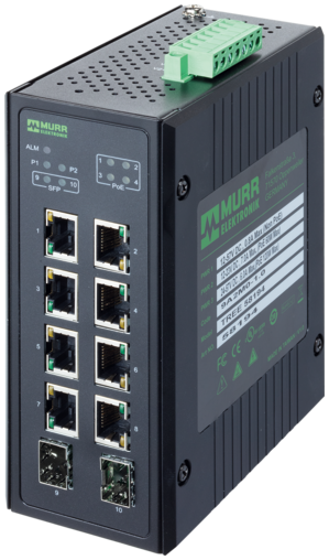 10 Port unmanaged Gigabit Switch 4 PoE 2 SFP Ports IP20 metal 