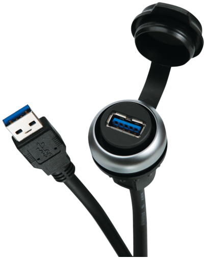 MSDD pass-through USB 3.0 form A, 5.0 m cable, design silver 